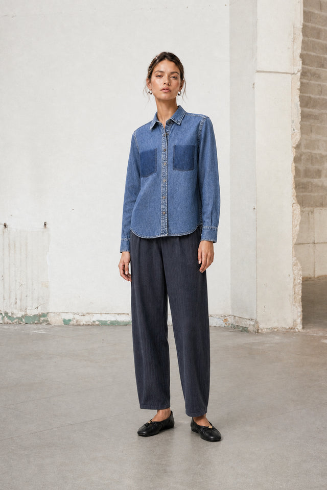 Viscose barel Pants | Blue