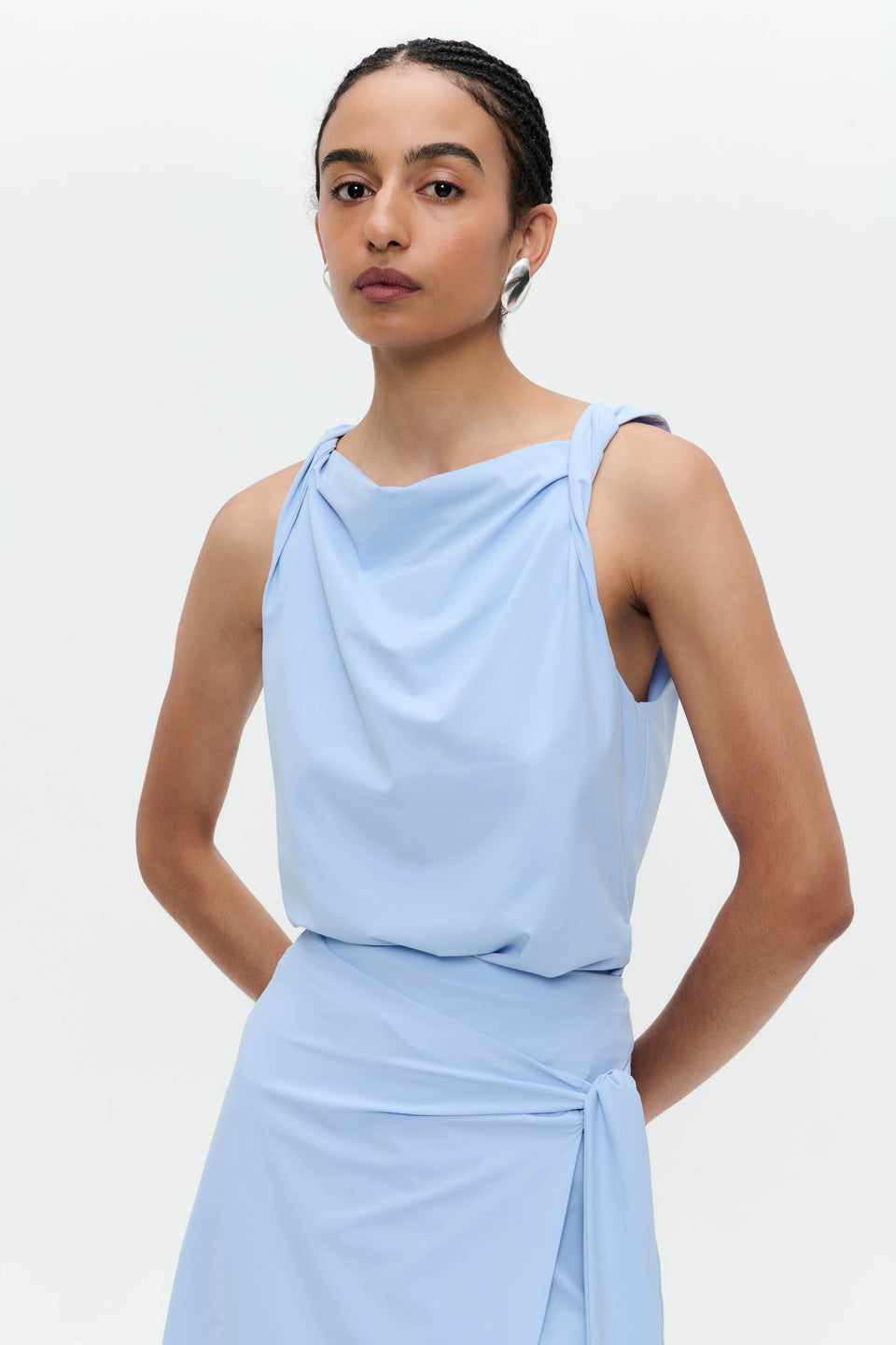 Marika stretch technical jersey top | Mid Blue