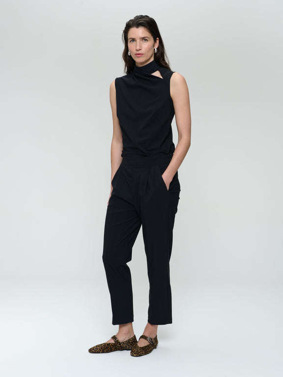 Naomi strech technical jersey top | Black