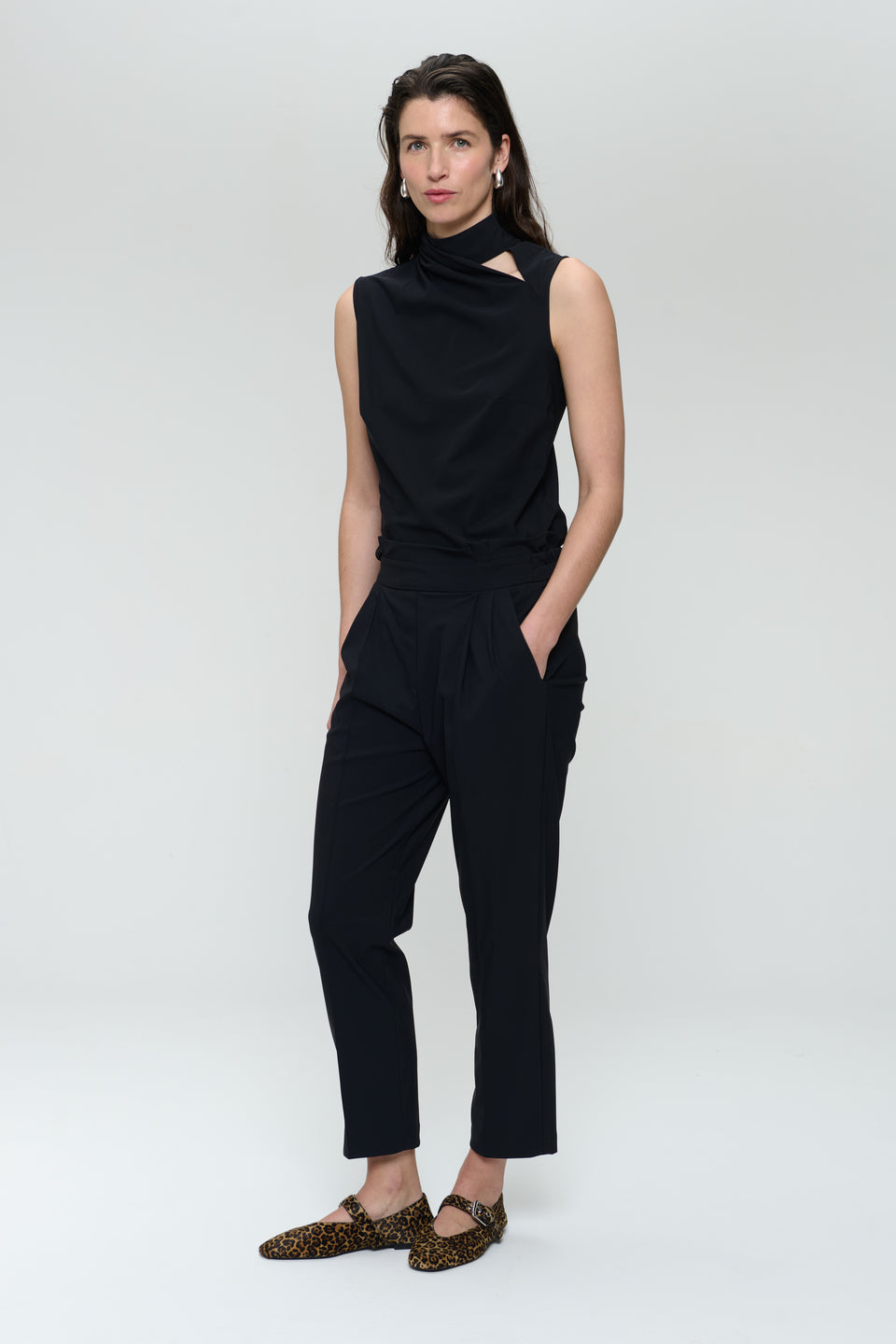 Naomi stretch technical jersey top | Black