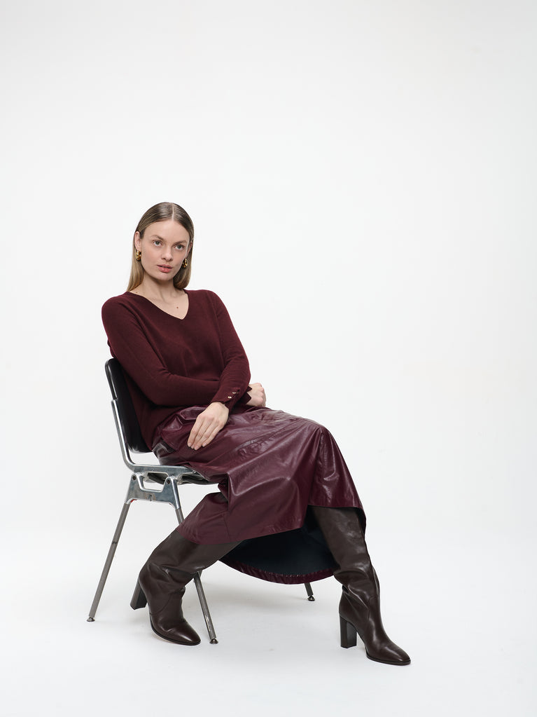 Nitty eco leather skirt | Bordo