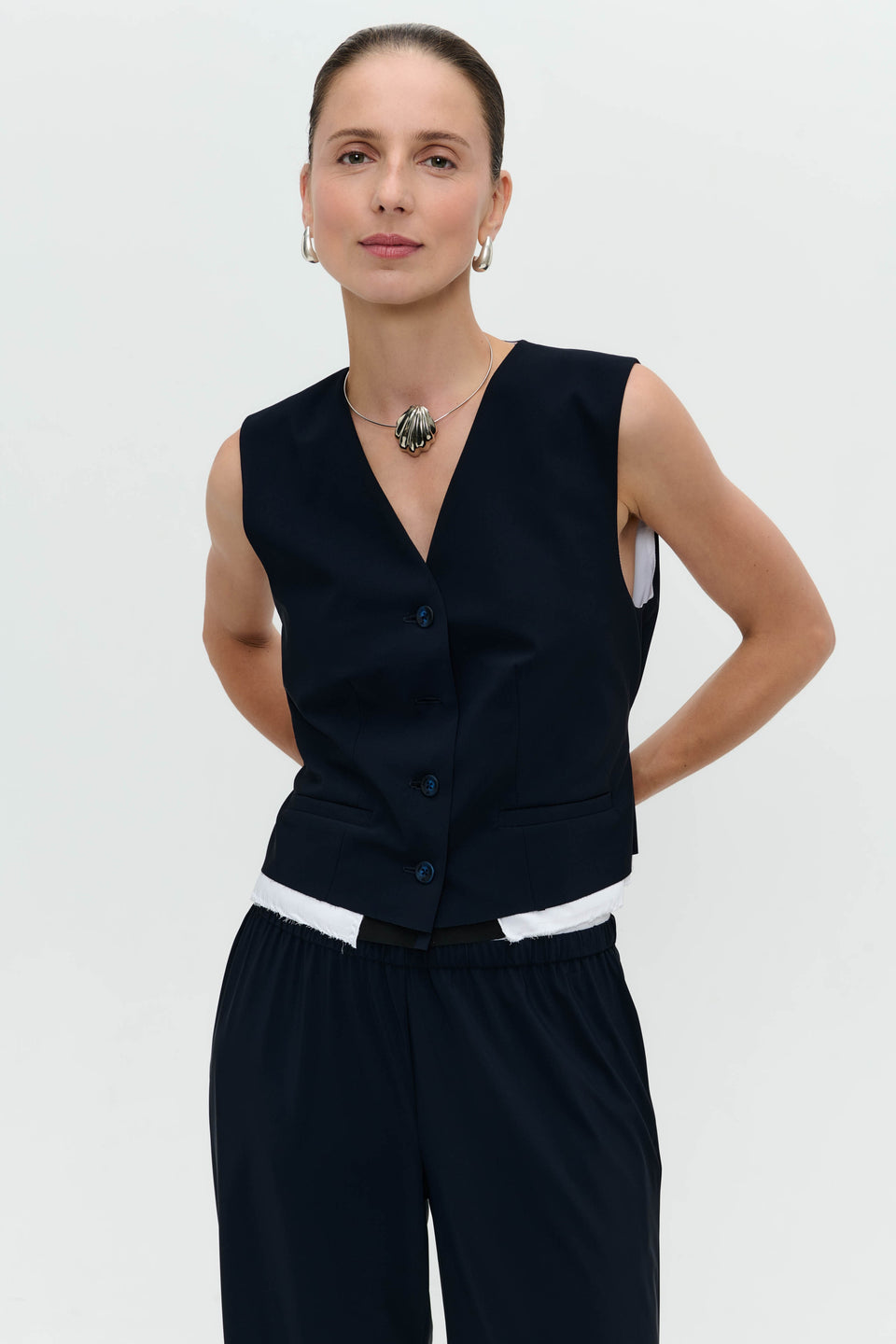 Kay stretch technical jersey vest | Blue