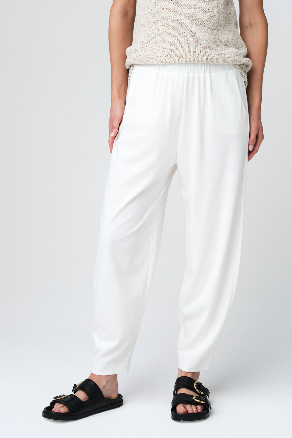 Fagiolo pants soft Punto Milano jersey | Panna