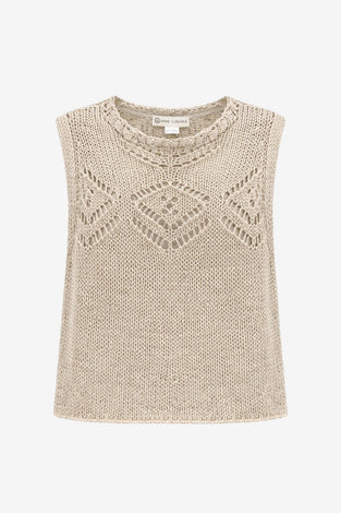 Sequined hole top 25052 | Beige