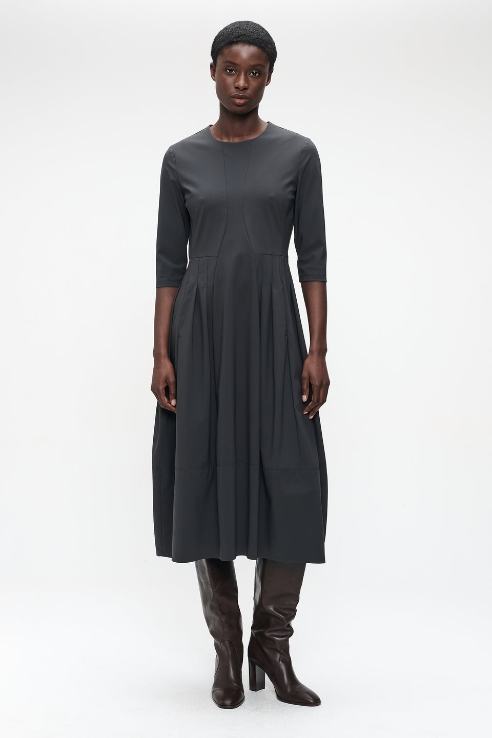 Heide tech jersey dress LS | Grey