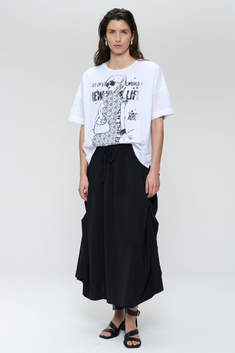T-shirt oversize print mix cotton | White