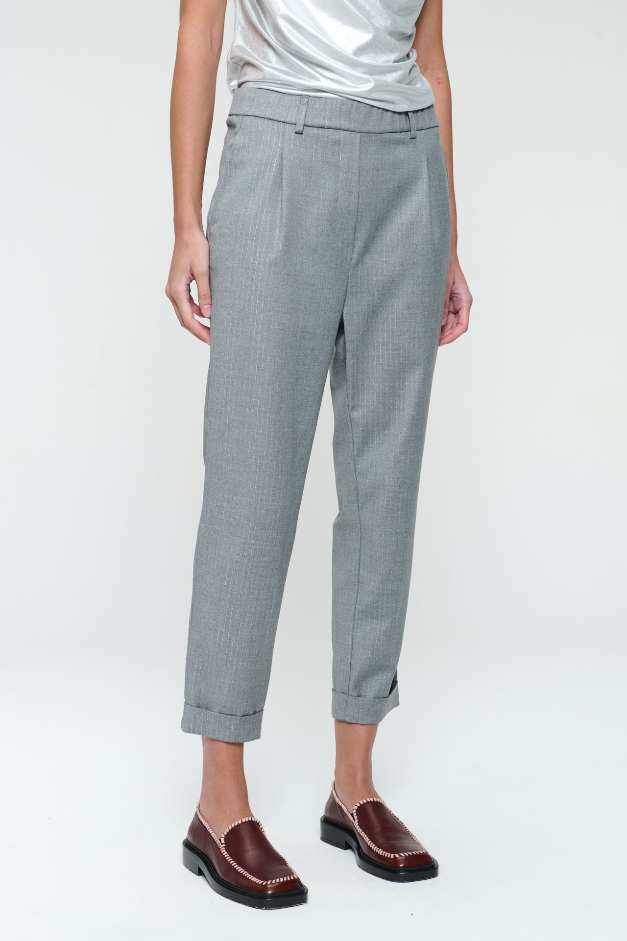 GaryZ shiny line viscose pants | Grey