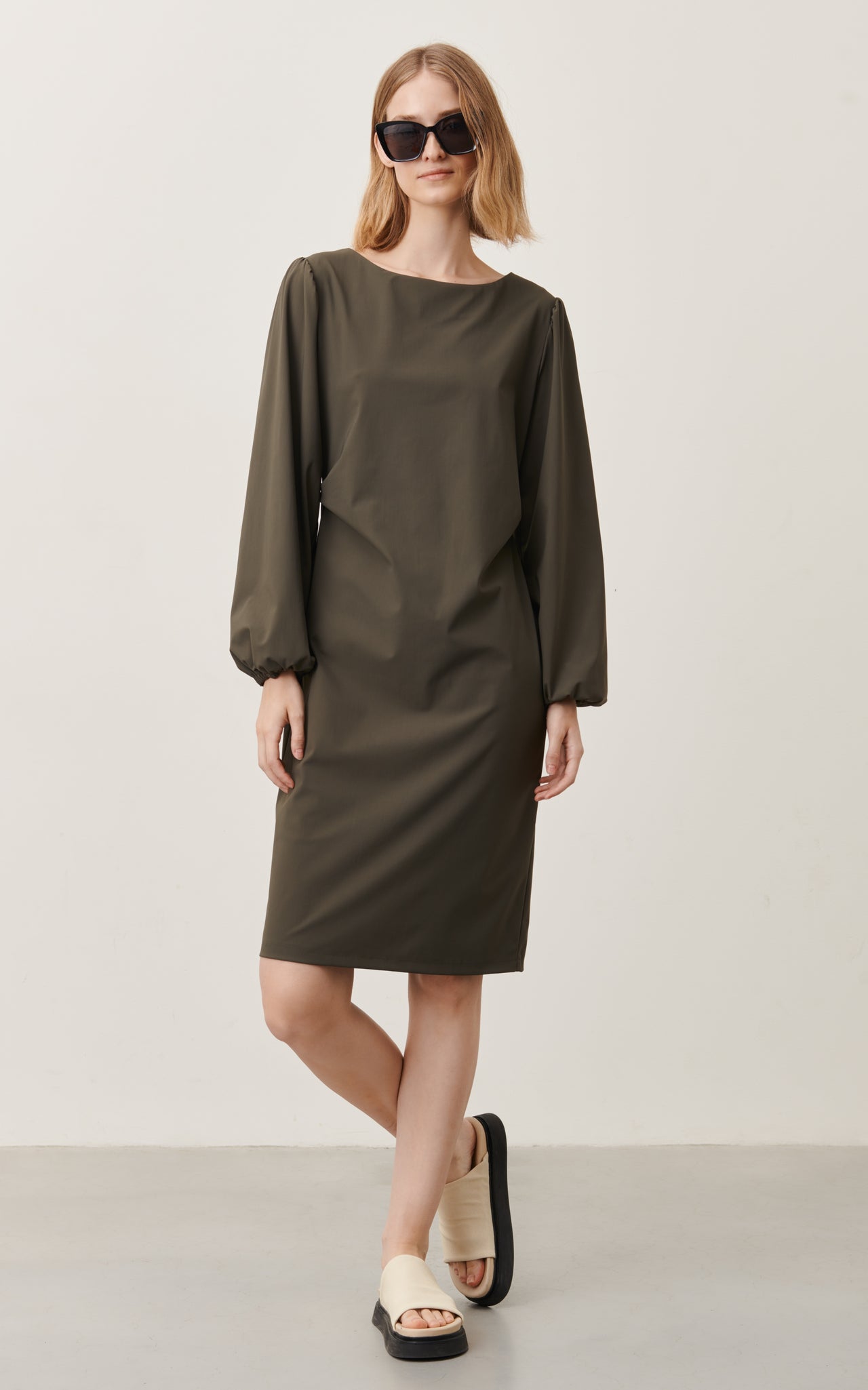 Silke Dress Technical Jersey | Army