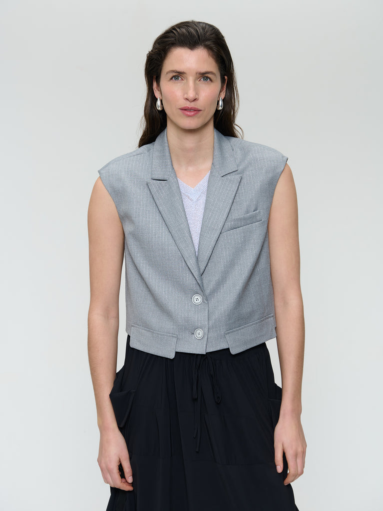 TillyN shiny line viscose vest | Grey