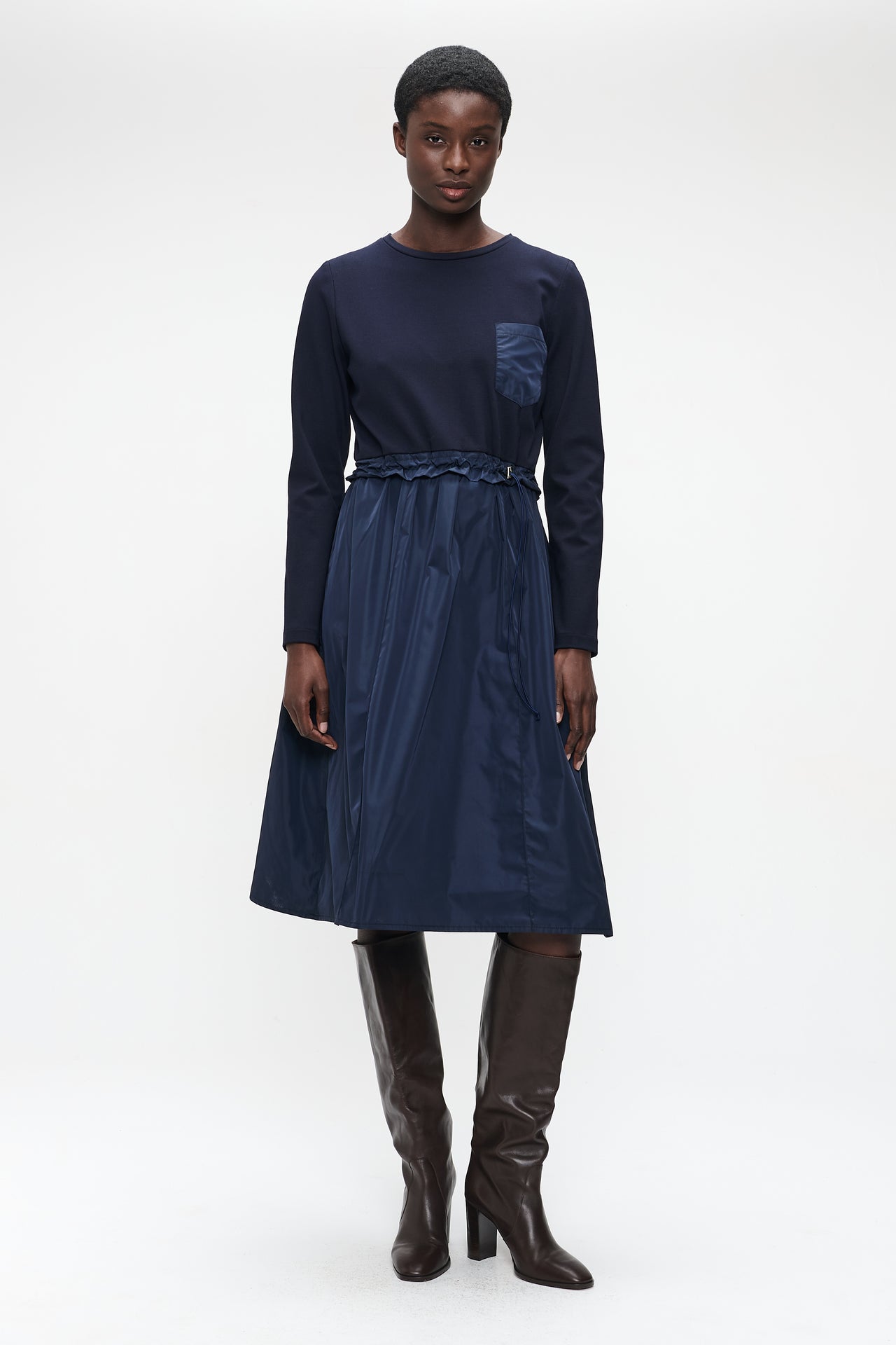 Ester mix cotton taffeta dress | Blue