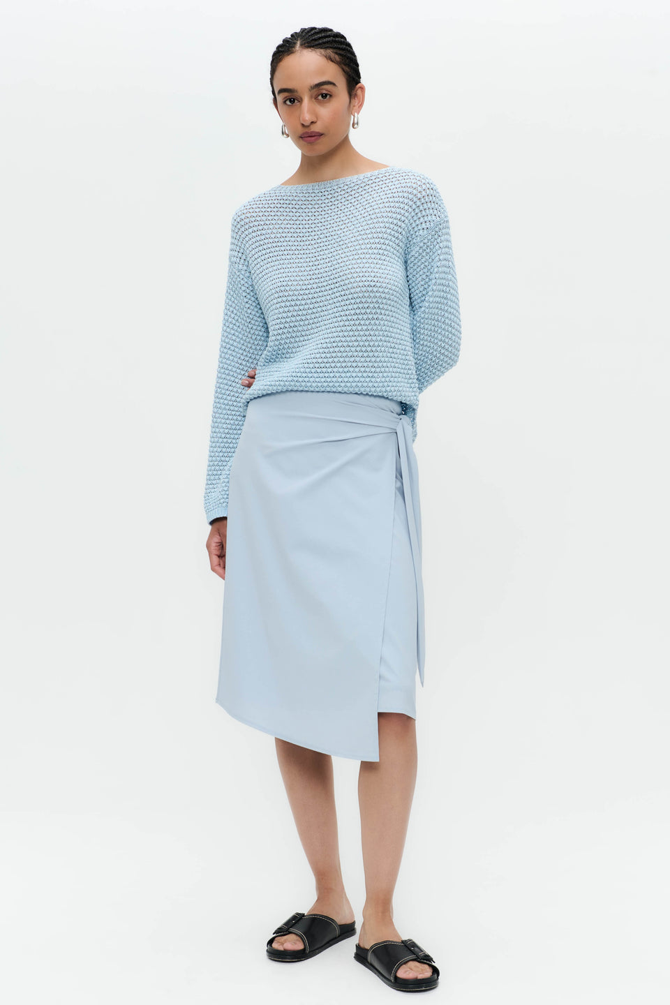 Cotton viscose blend pullover 9050 | Light Blue
