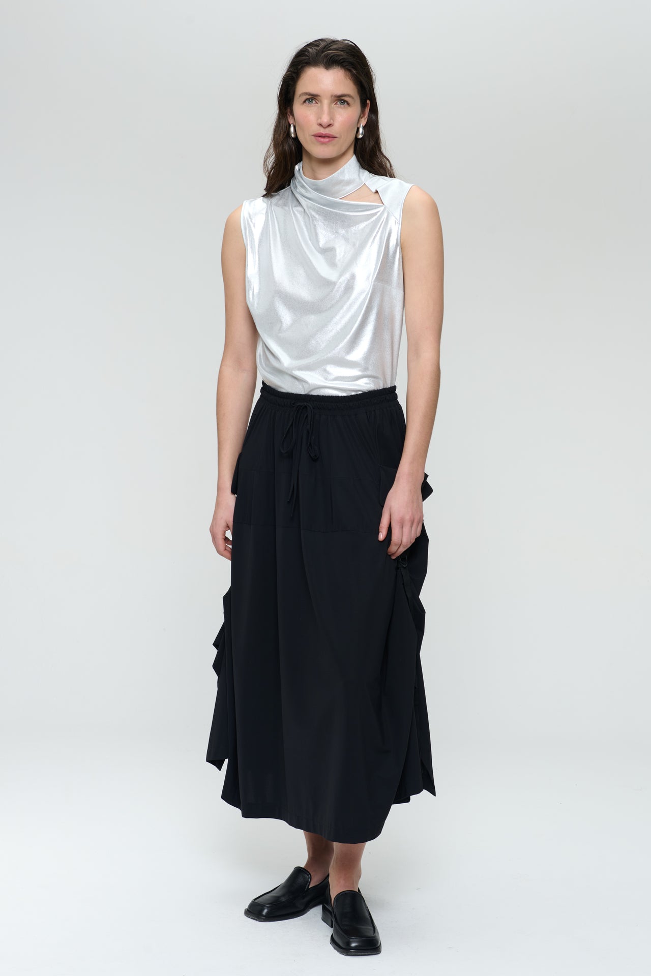 Rai strech technical jersey skirt | Black