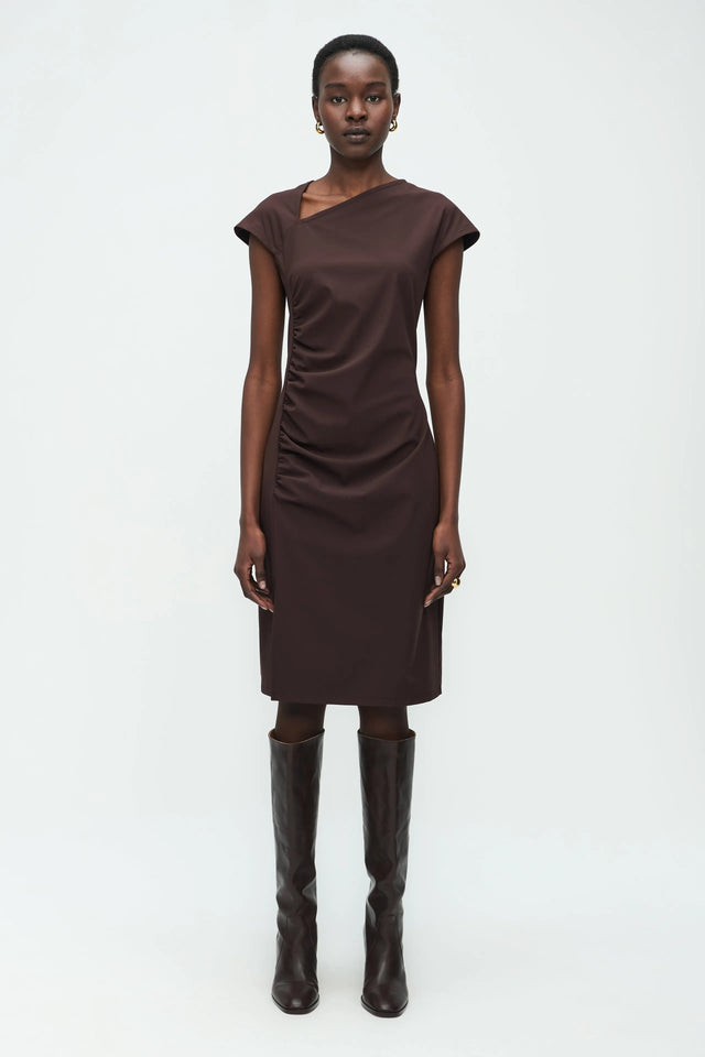 Georgia Dress Technical Jersey | Dark Brown