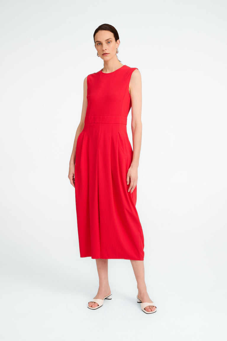 Jackie structure technical jersey dress | Red