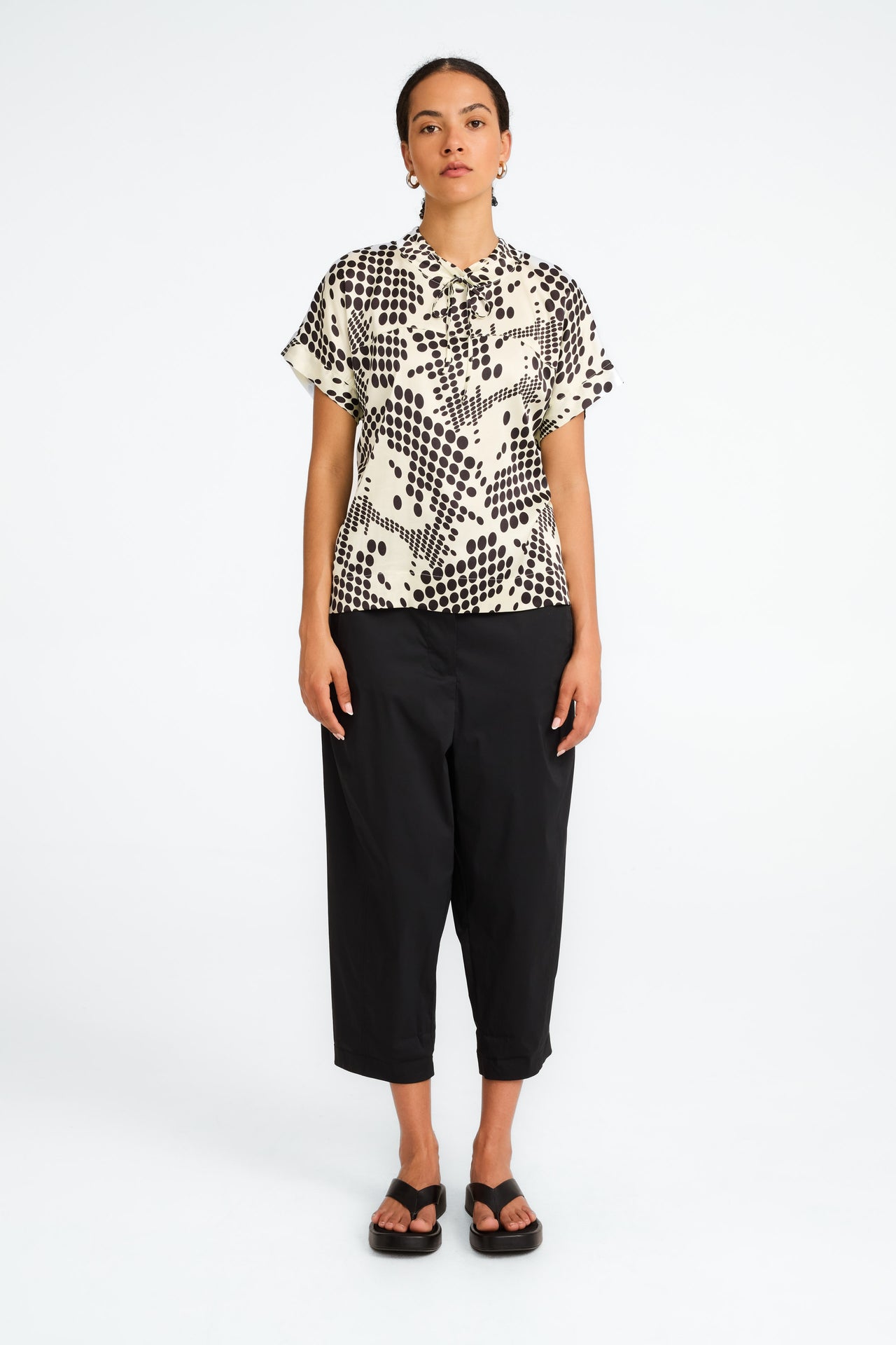 Lucca printed strech viscose top | White