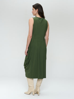 Ria WS strech technical jersey dress | Oliva green