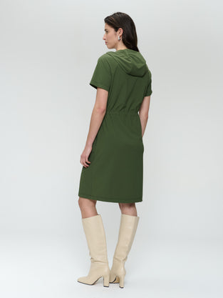 Evi strech technical jersey dress | Oliva green