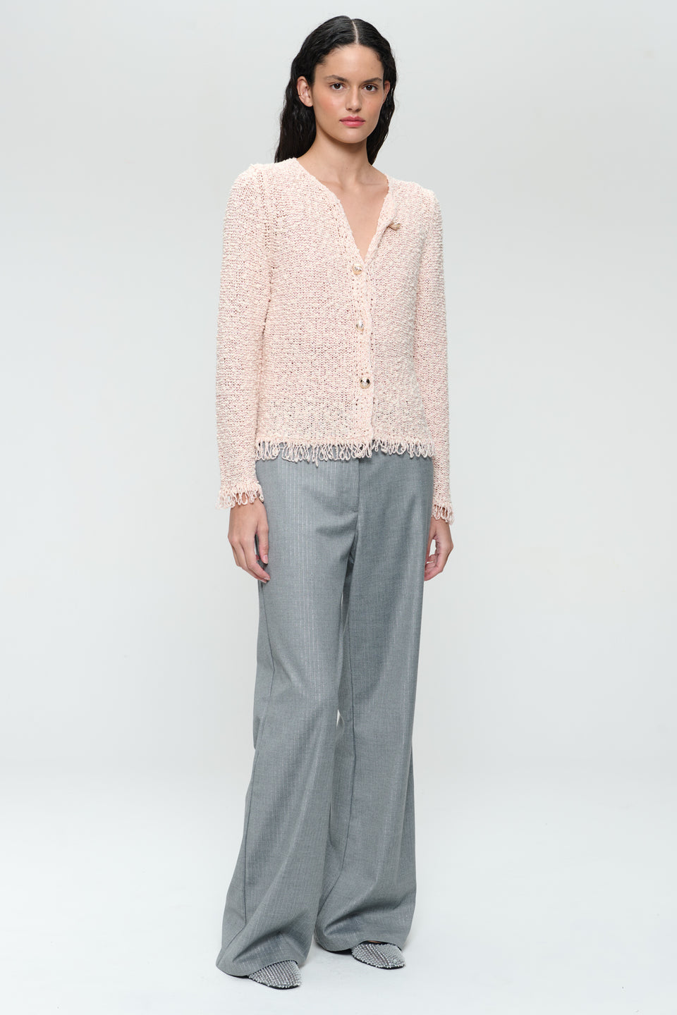 Jacquard cotton knitted blazer 9026 | Rose