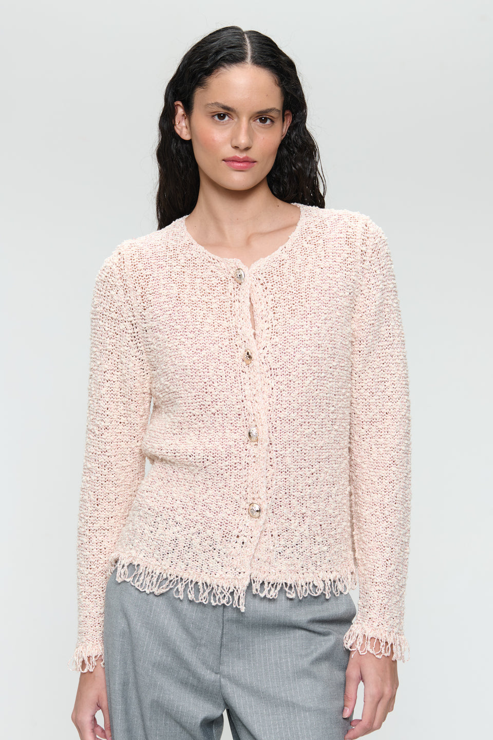 Jacquard cotton knitted blazer 9026 | Rose