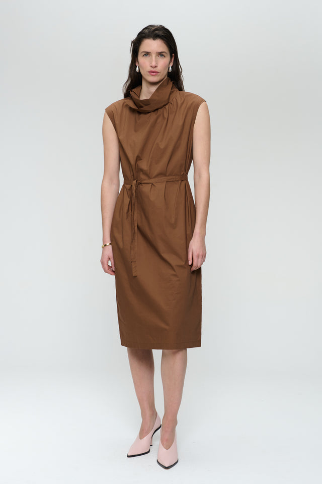 Dress poplin cotton blend | Brown