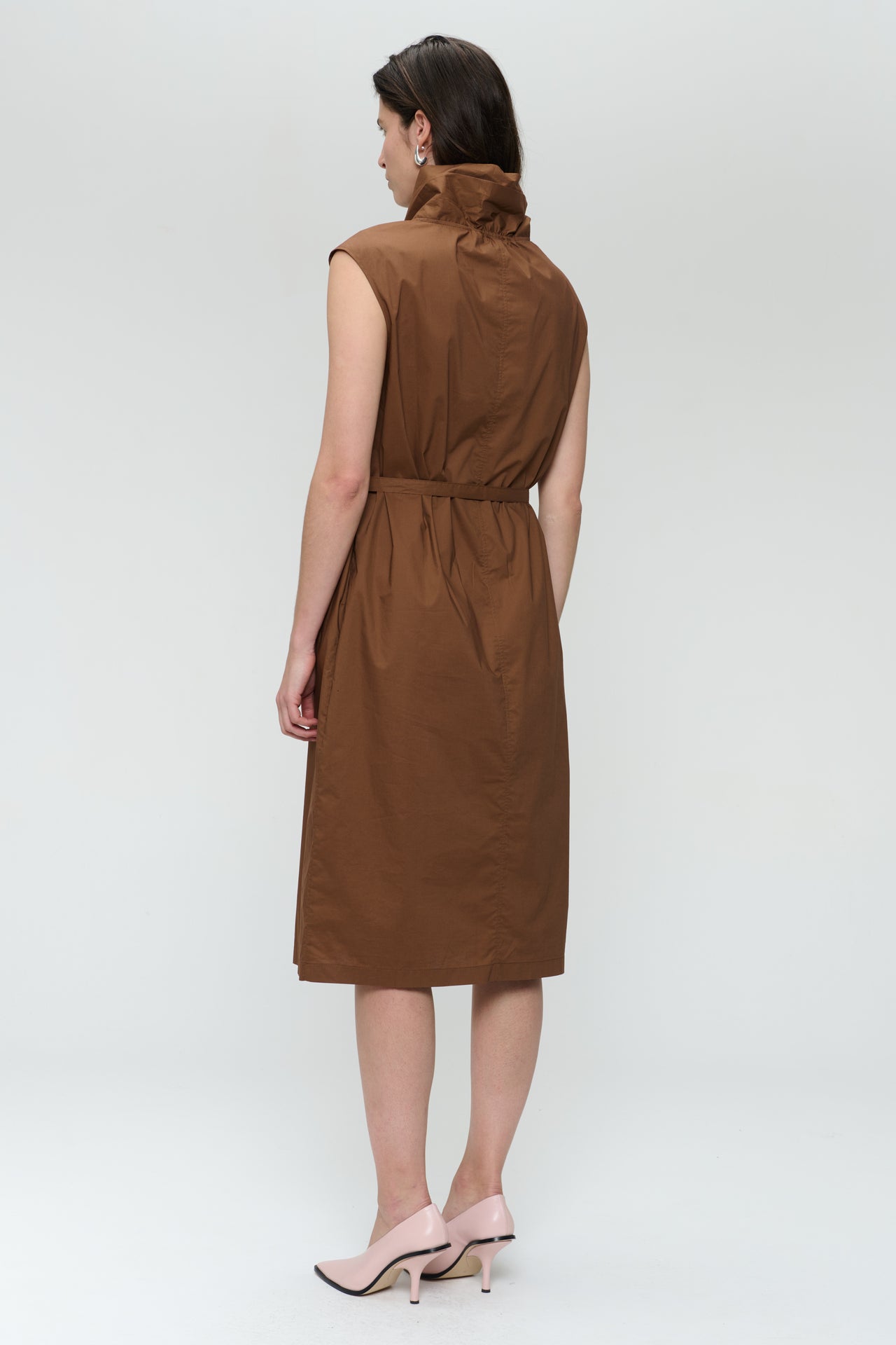 Dress poplin cotton blend | Brown