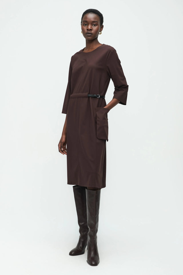 Marlou Dress Technical Jersey | Dark Brown