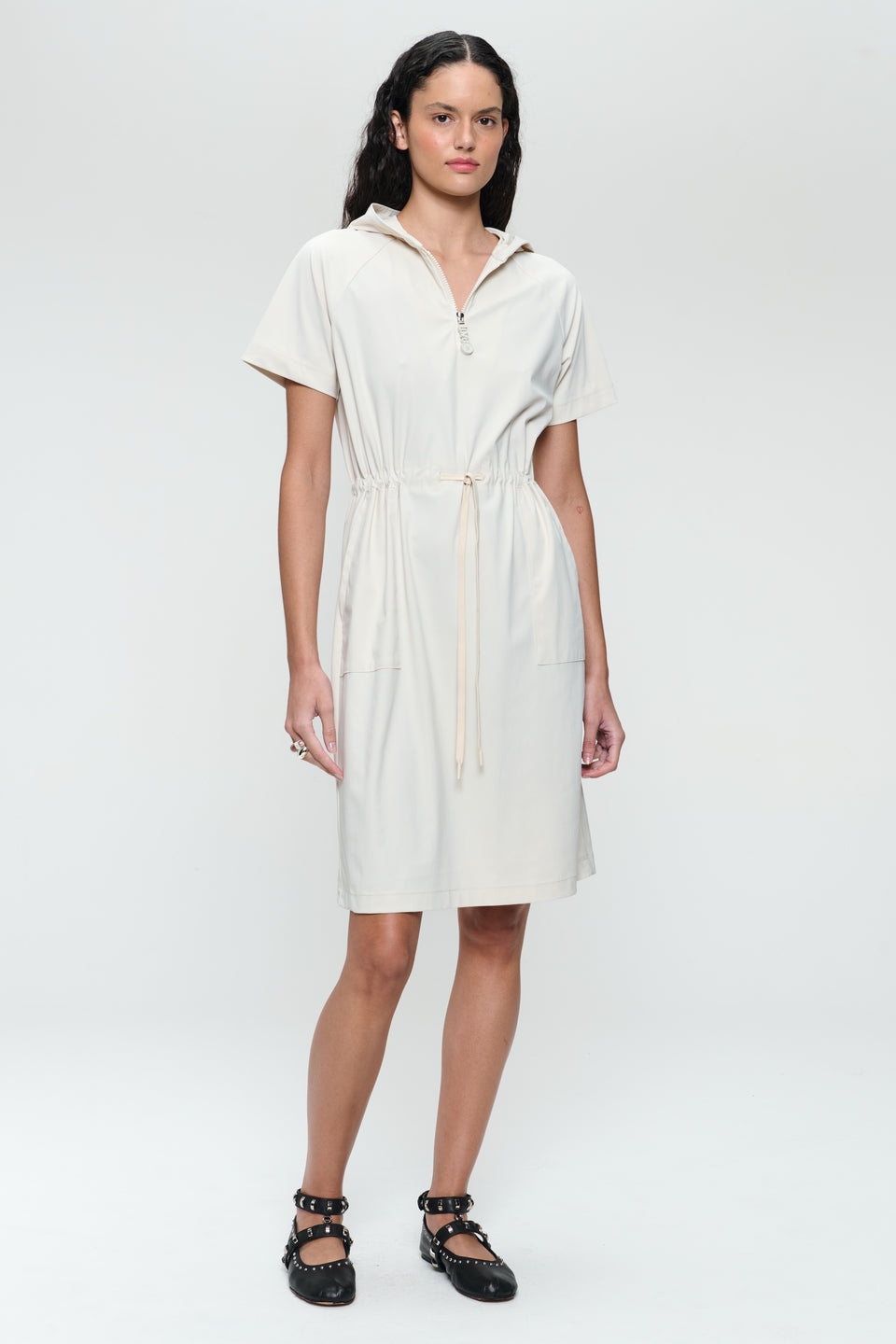 Evi dress stretch technical jersey | Light Sand