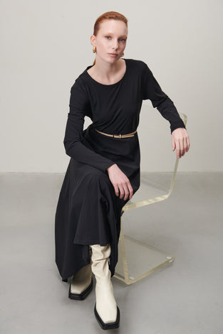 Jessica Dress Long Technical Jersey | Black