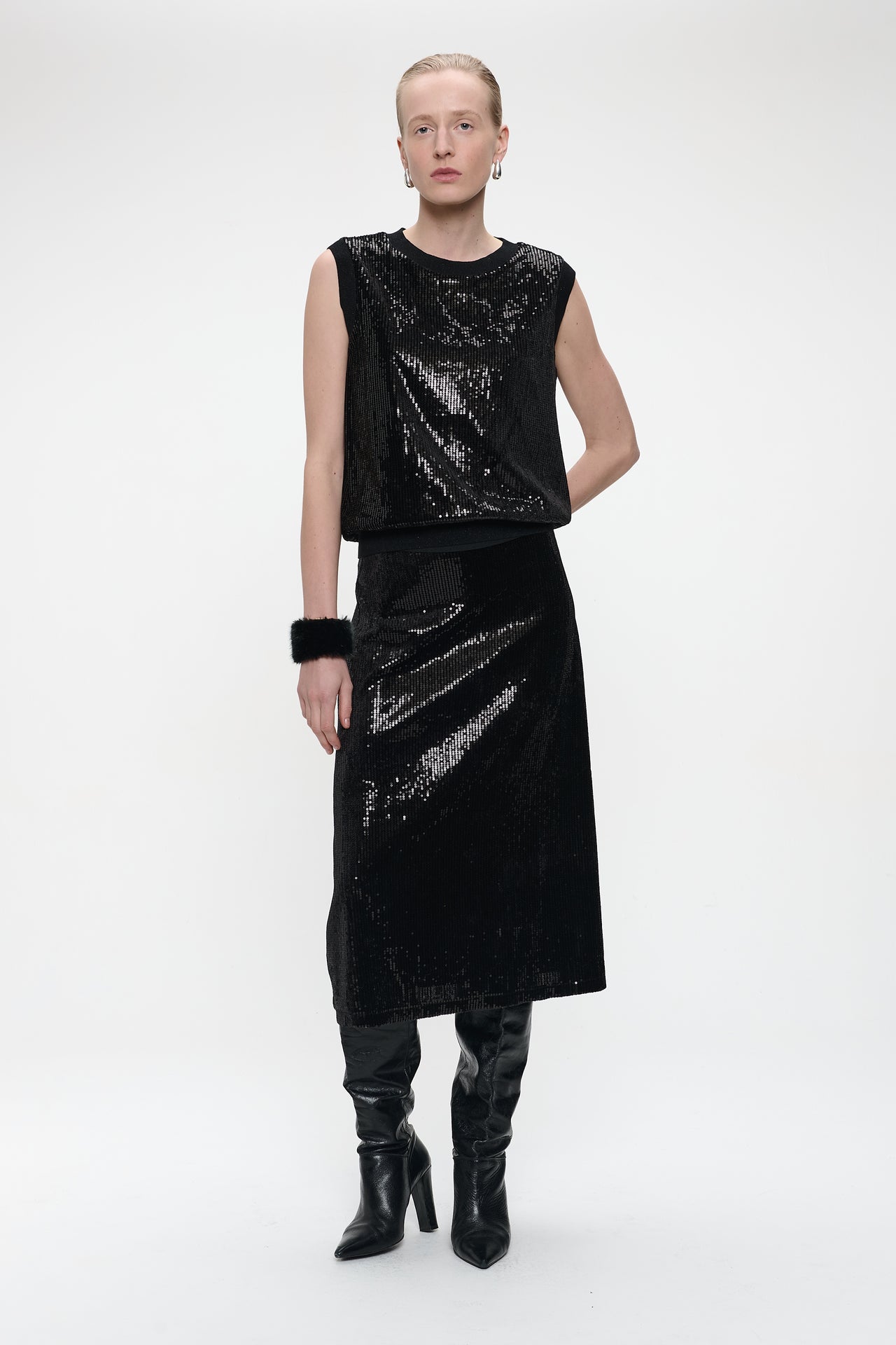 Pallina sequins skirt | Black