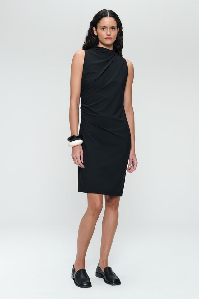 Verena strech technical jersey dress | Black