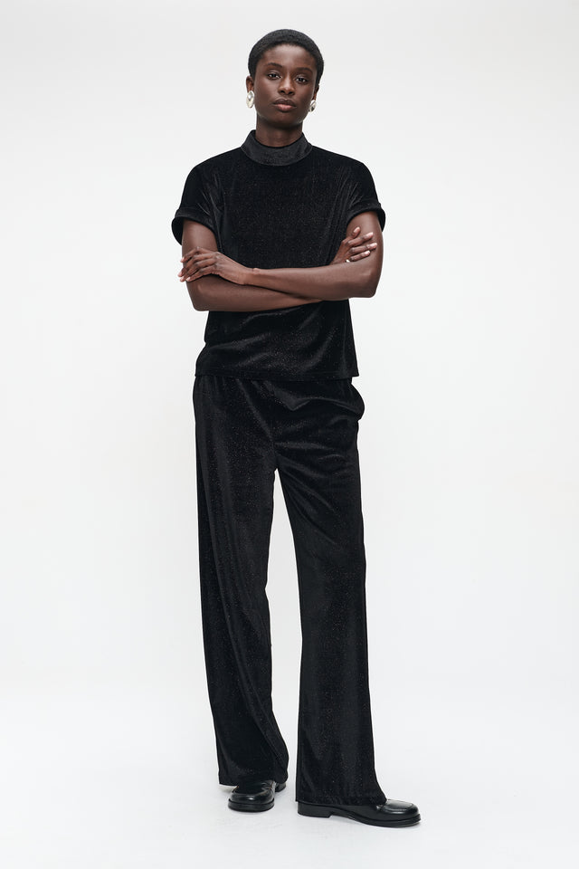 Rayan velvet top | Black shiny