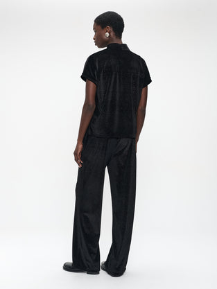 Rayan velvet top | Black shiny