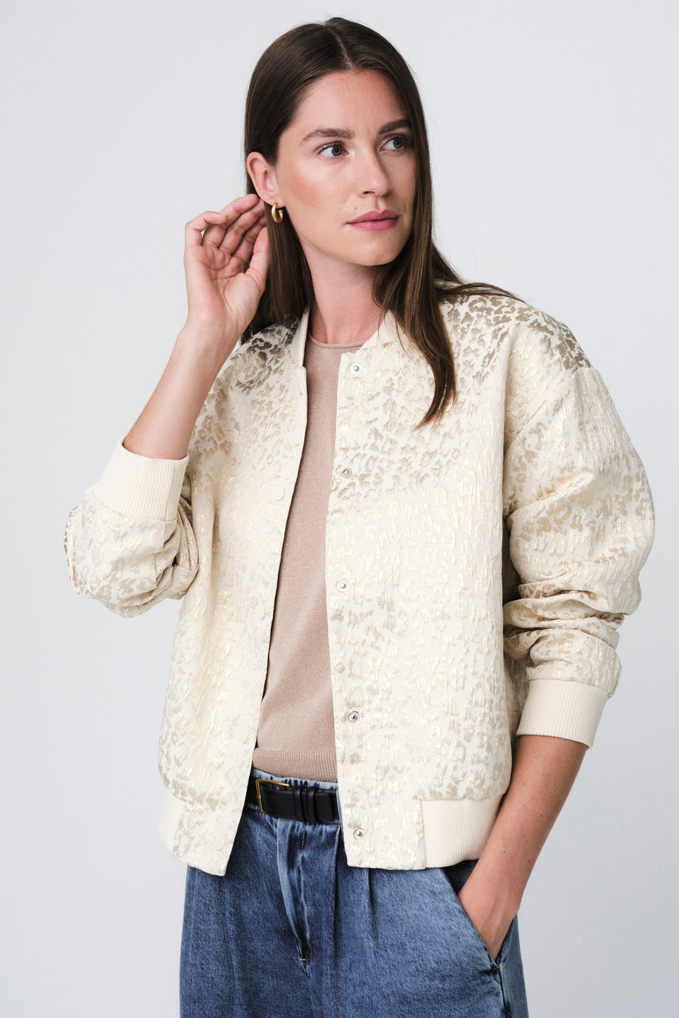 Maki jacquard bomber | Beige