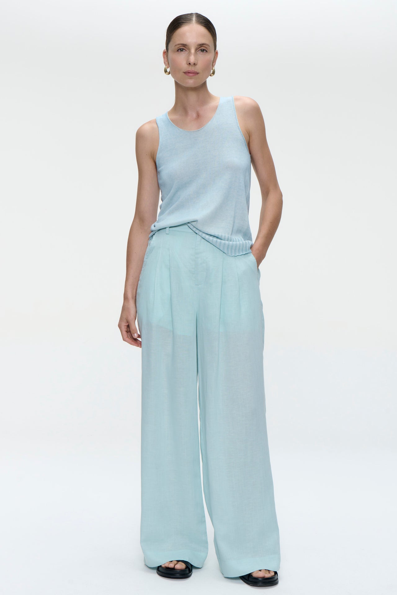 Hamako linnen mix pants | Aloe