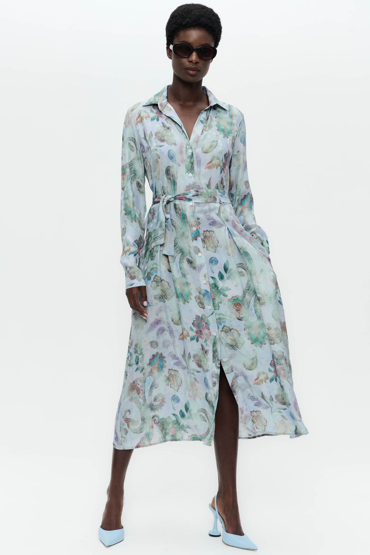 Rio print rayon viscose dress | Multi Blue