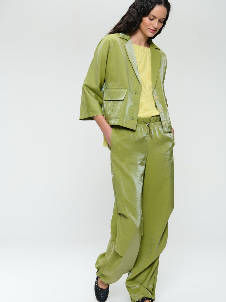 Luciana shiny viscose blazer | Lime