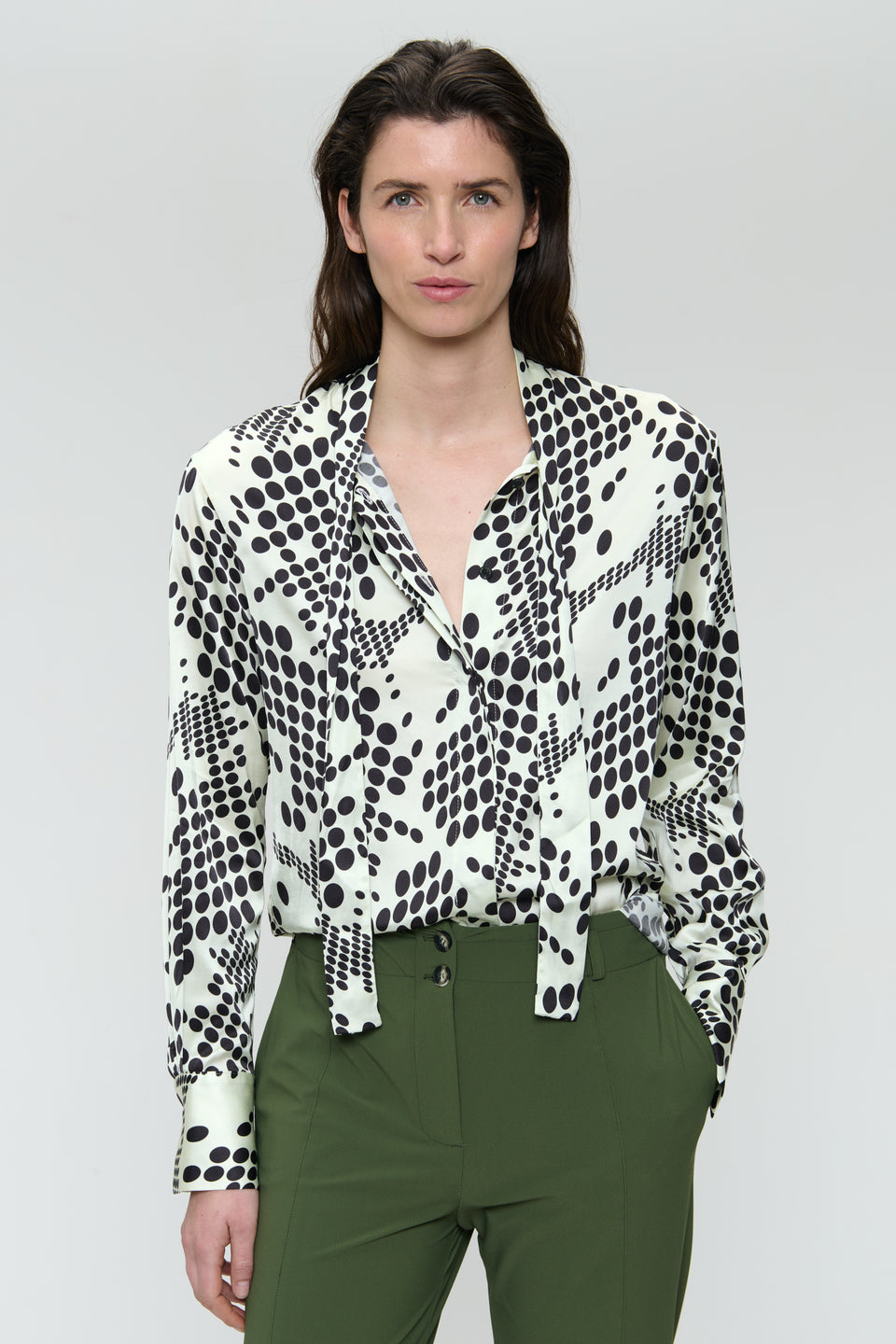 Anija printed stretch viscose blouse | White