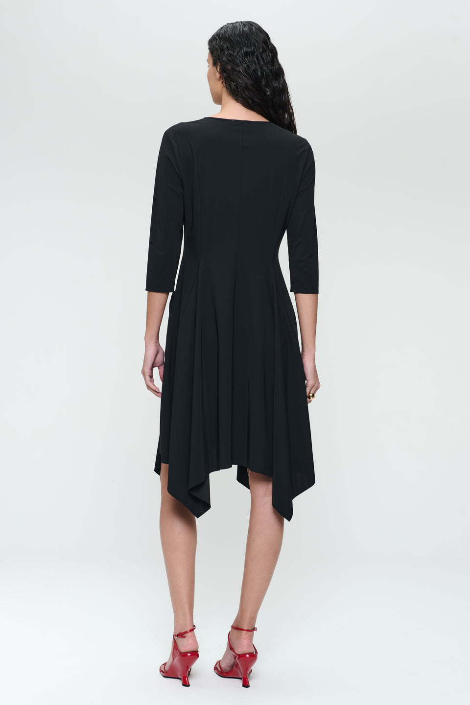 Caro LS stretch technical jersey dress | Black