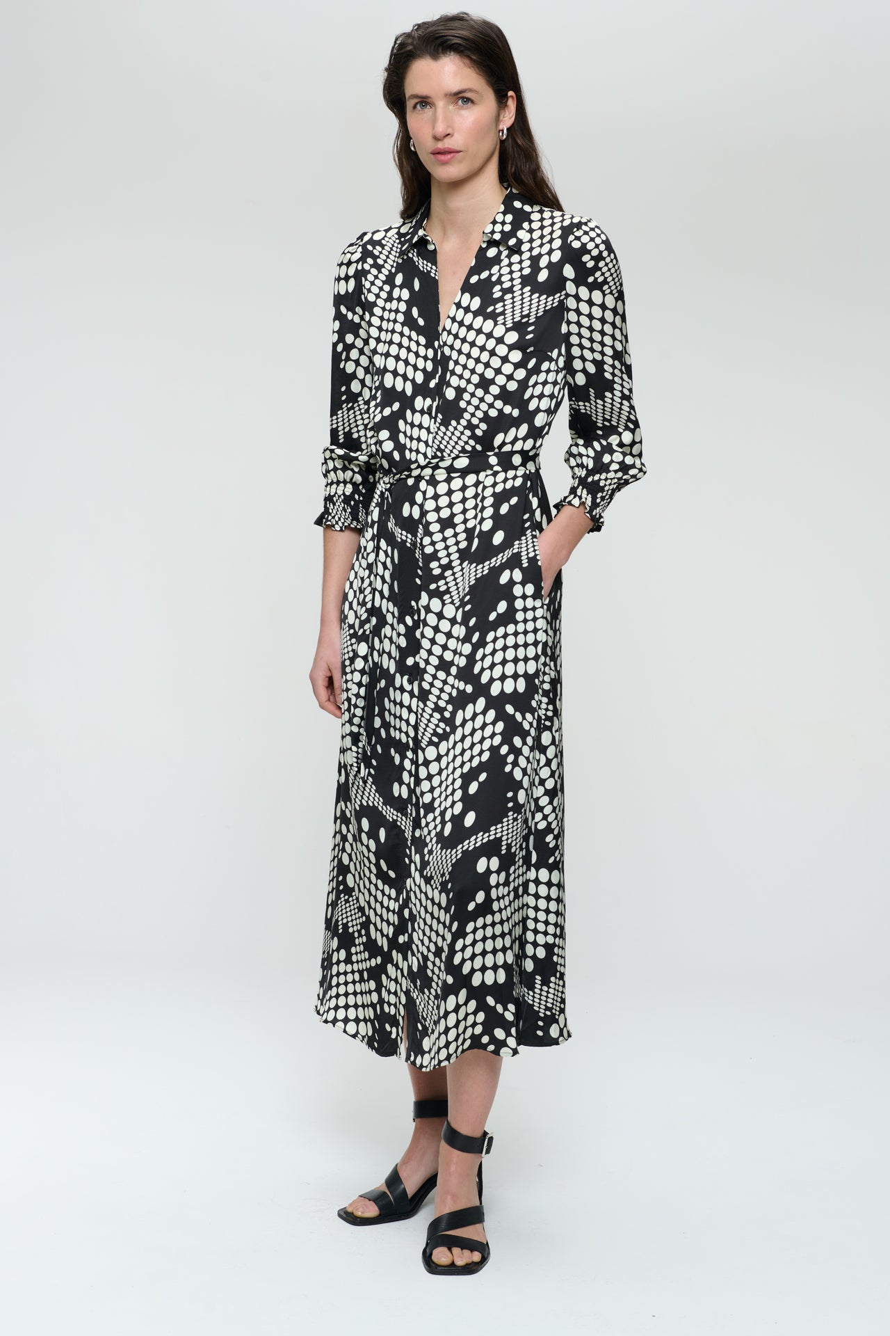 Julia print shine viscose dress | Black