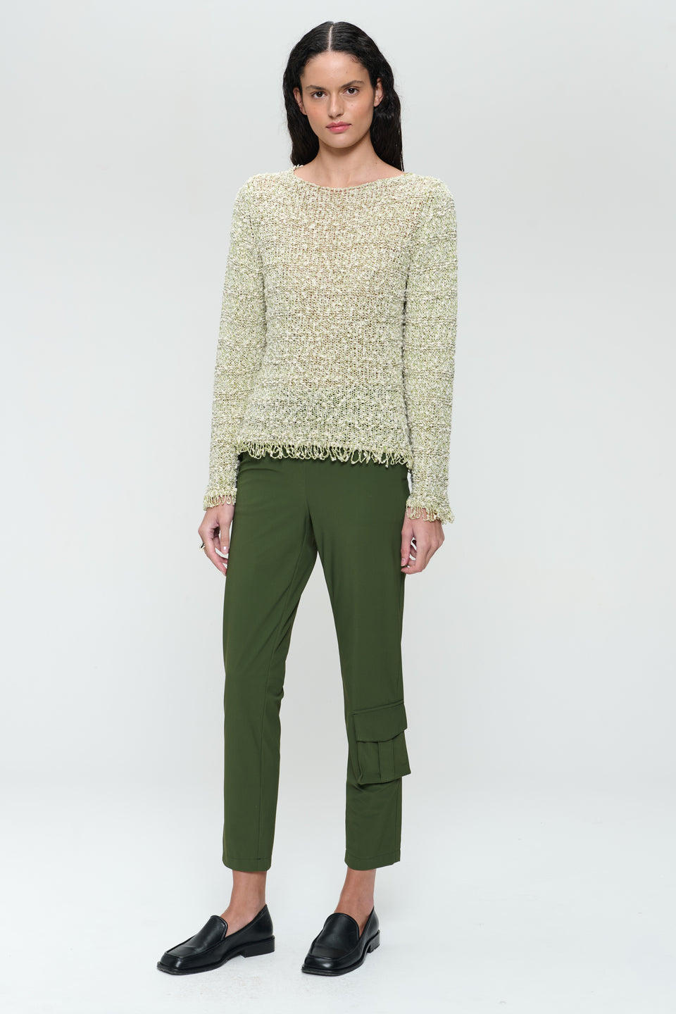 Jacquard cotton pullover 9060 | Green