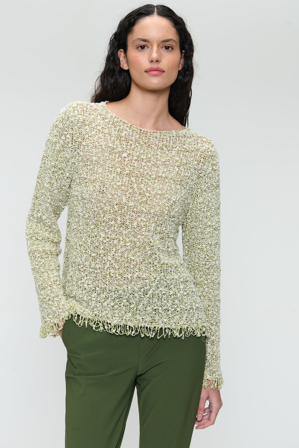 Jacquard cotton pullover 9060 | Green
