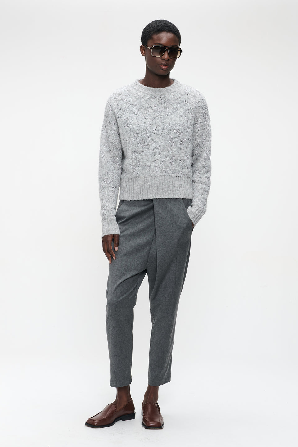 Pullover shiny alpaca H24423 | Silver
