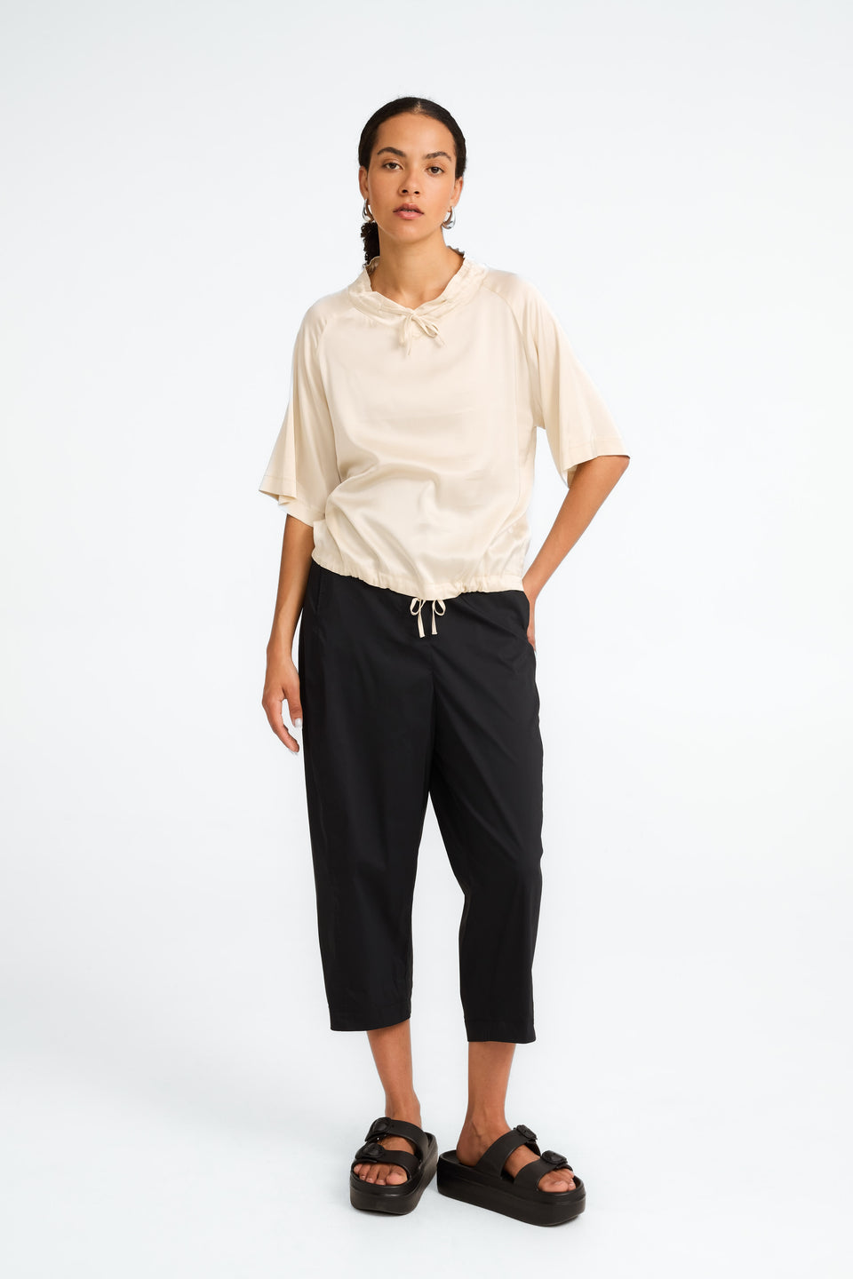 Gia stretch viscose top | Ecru