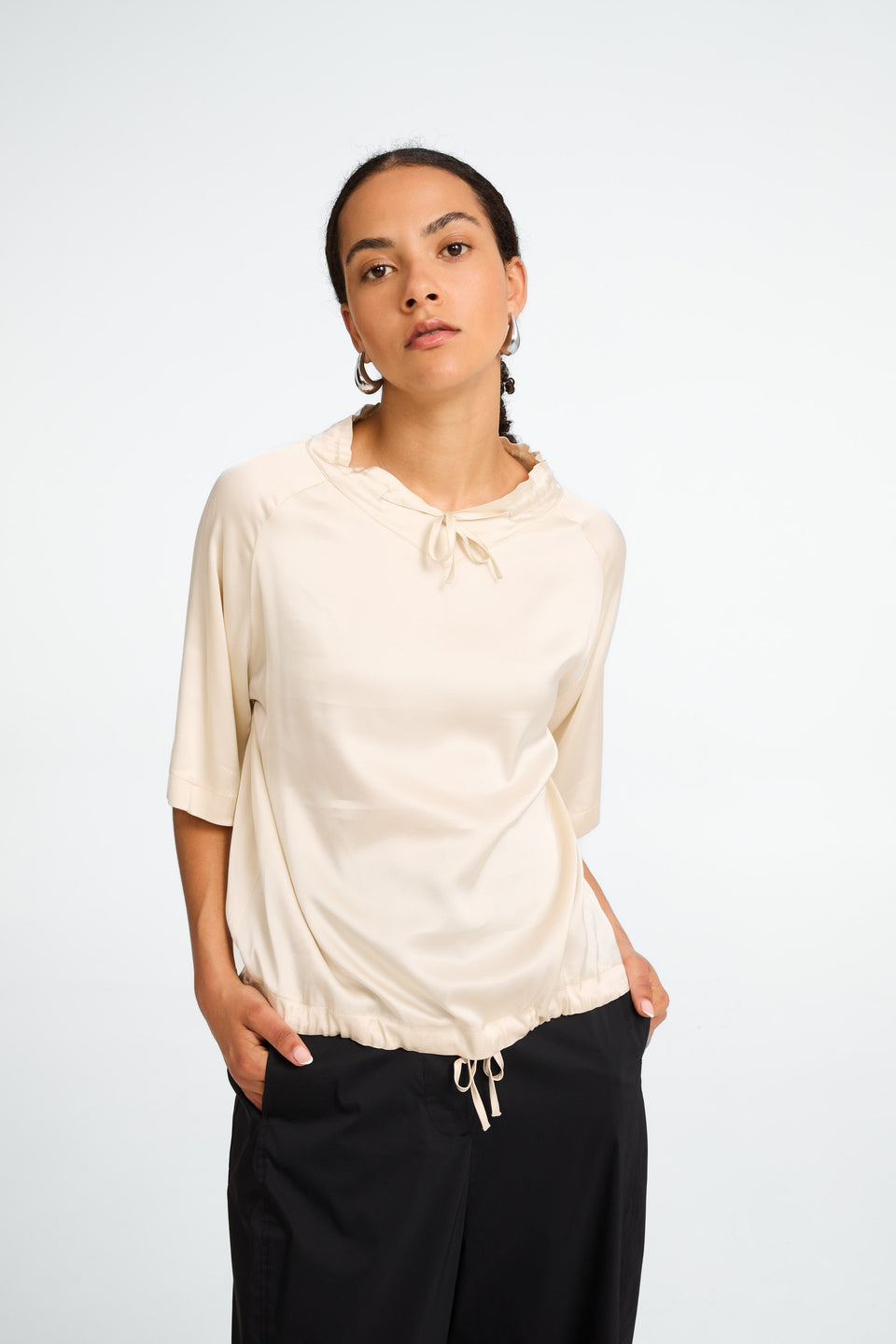 Gia stretch viscose top | Ecru