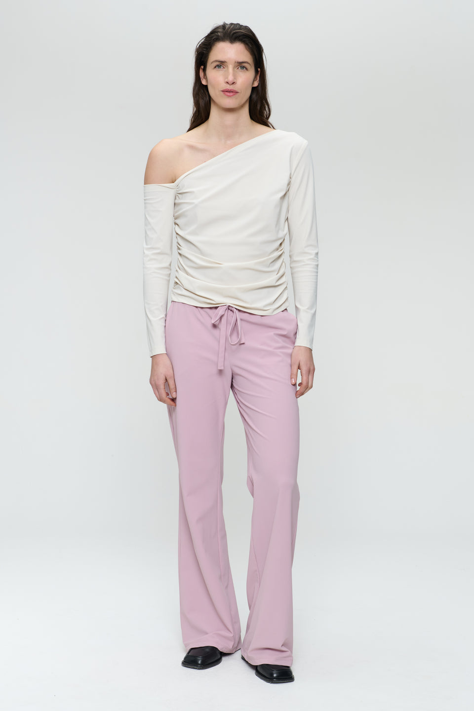 Lidia stretch technical jersey top | Light Sand