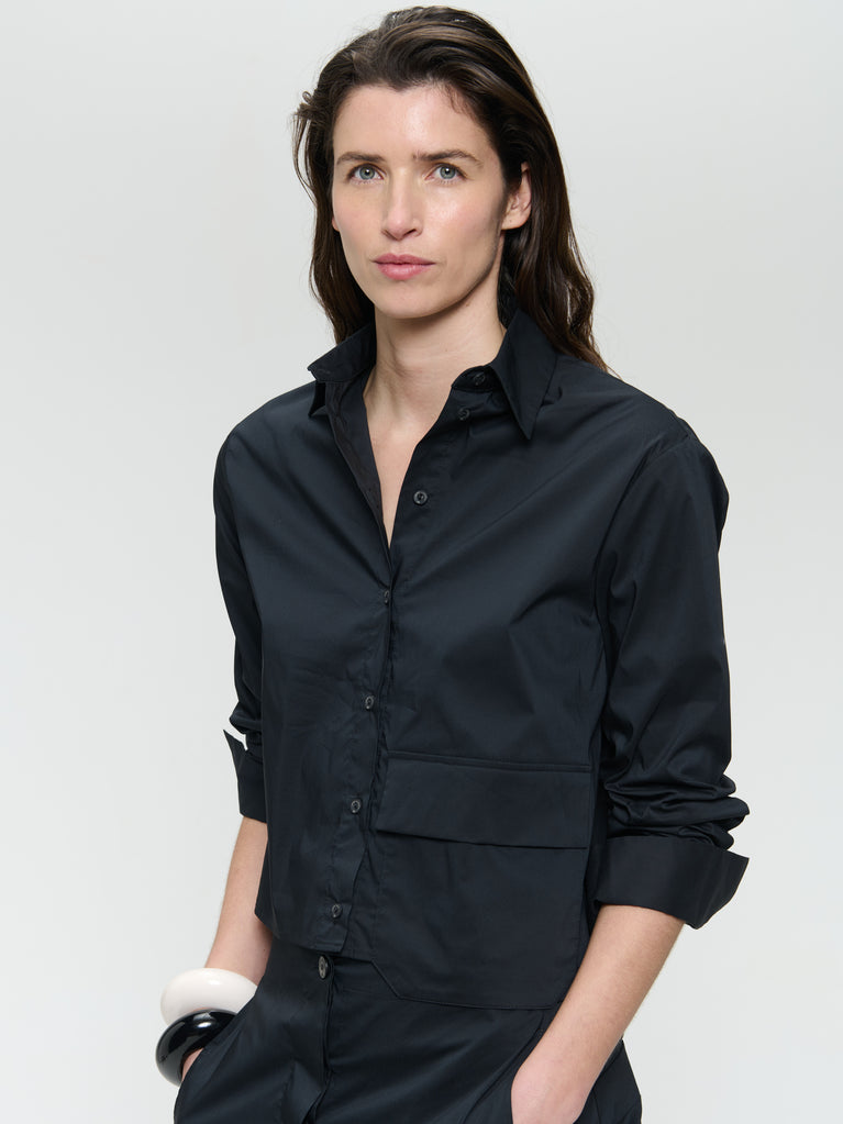 Kerry cotton poplin blouse | Black