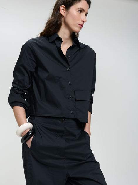 Kerry cotton poplin blouse | Black