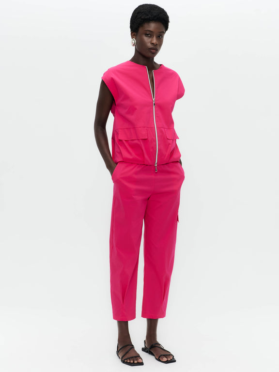 Costante cotton sleeveless jacket | Fuxia