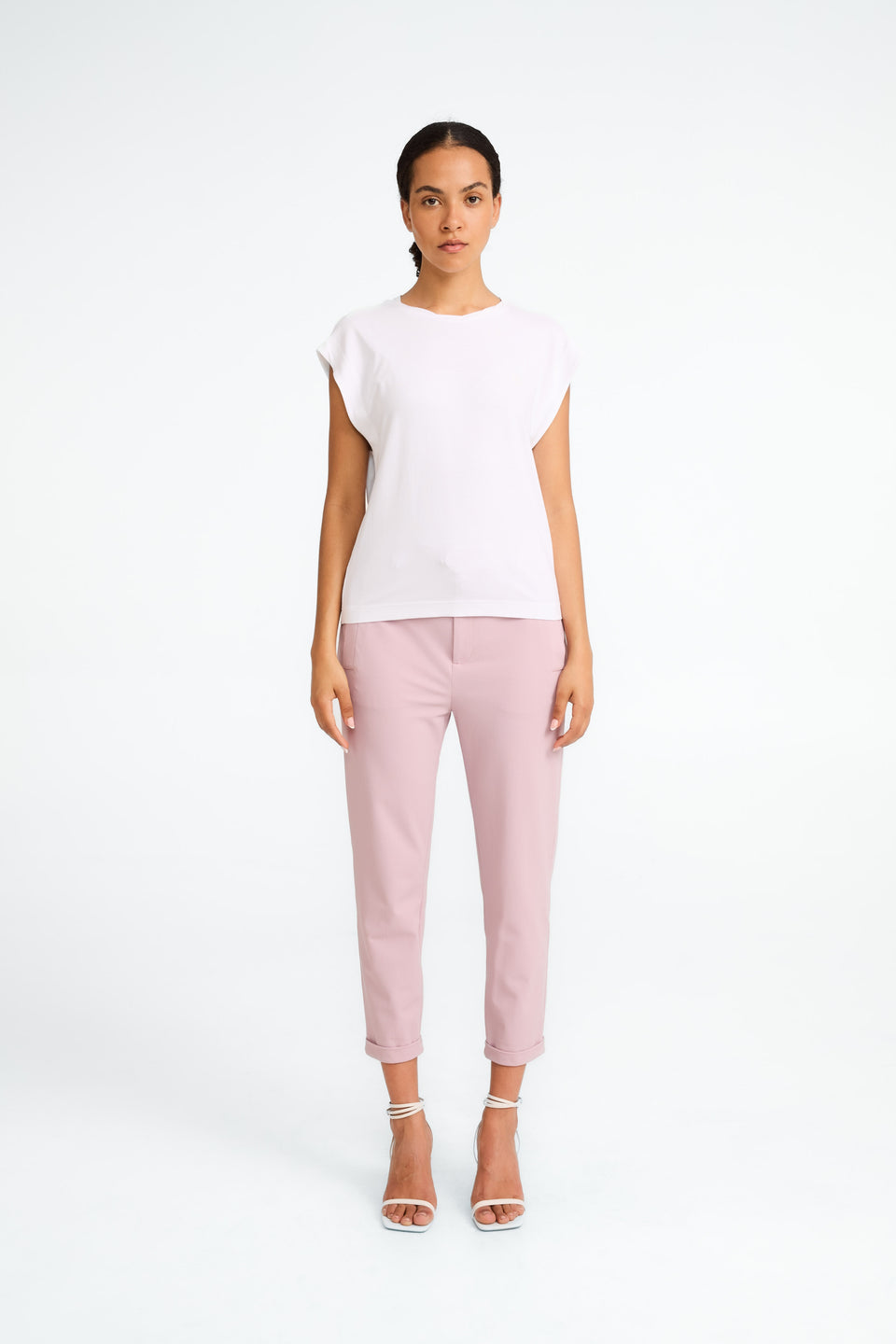 Maria stretch viscose logo top | White