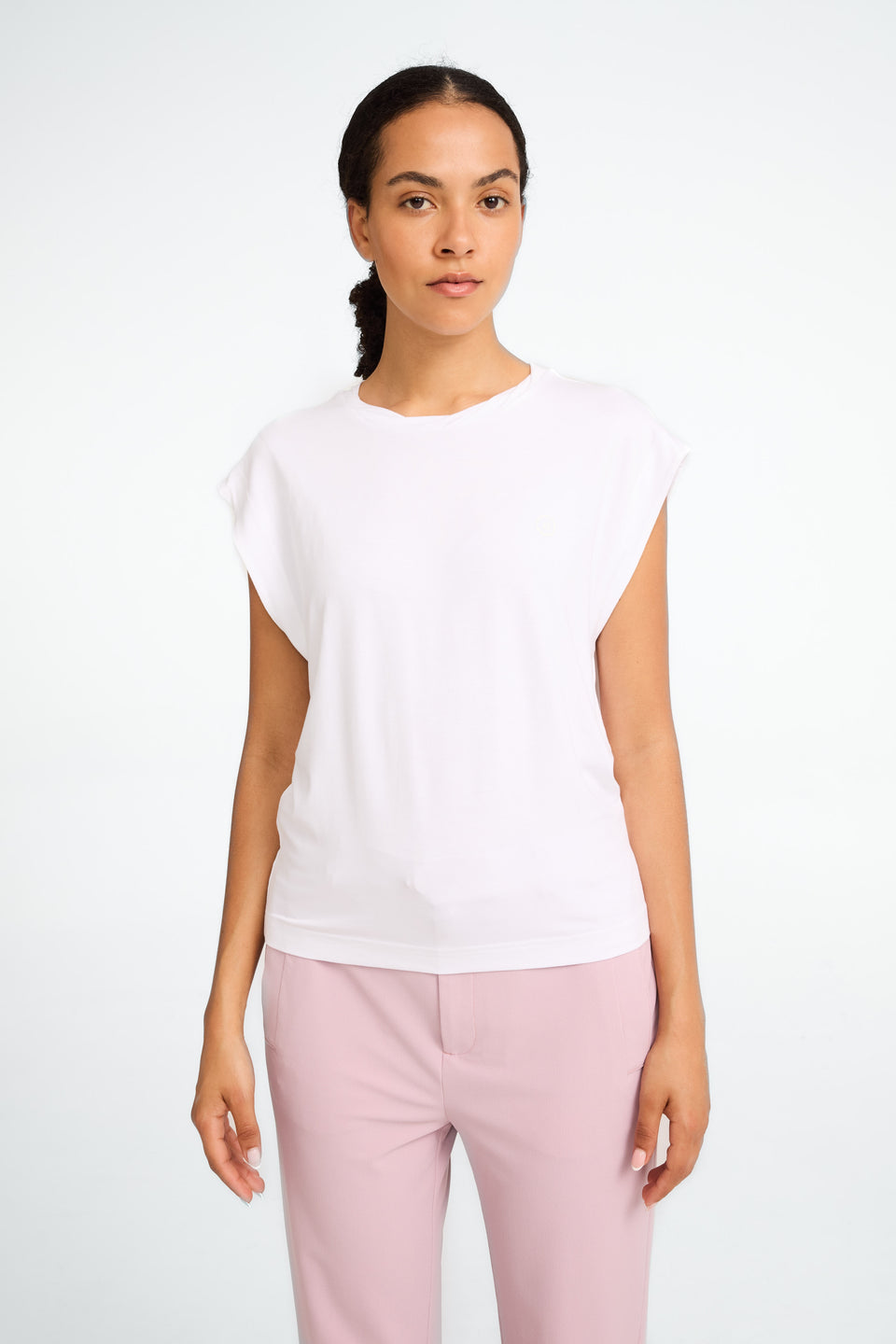 Maria stretch viscose logo top | White